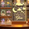 Greaxid Personalized Night Light for Kids Custom Engraved Name Acrylic LED Lights with Wood Base for Nursery Bedroom Decor Night Lamp, Customized Birthday Gifts for Boy and Girl,Cloud view 1