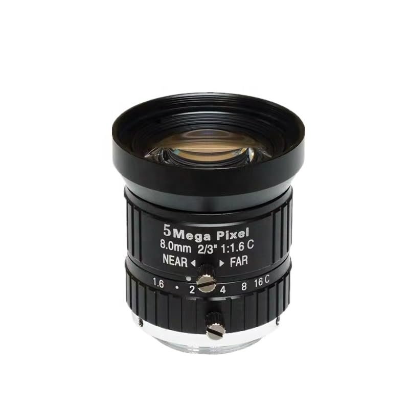 8mm C-Mount Lens, with C-CS Adapter, Fixed 8mm Focal Length 5 Megapixel 2/3 Format Camera Lens
