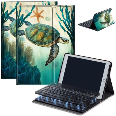 Case for Amazon Fire HD 10 & 10 Plus Tablet (13th/11th Generation, 2023/2021 Release) 10.1" with Keyboard, PU Leather Multiple-Angles Keyboard Case for Amazon Fire Tablet 10, Sea Turtle