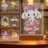 Greaxid Personalized Night Light for Kids Custom Engraved Name Acrylic LED Lights with Wood Base for Nursery Bedroom Decor Night Lamp, Customized Birthday Gifts for Girls,Elephant view 1