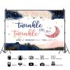 12x8ft Twinkle Twinkle Little Star Backdrop Navy Blue Pink Moon Stars Gender Reveal Photography Background Gender Reveal Party Banner Decorations Supplies Photo Booth Props view 2