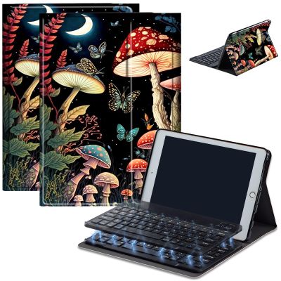 AIRWEE Case for Amazon Fire HD 10 & 10 Plus Tablet (13th/11th Generation, 2023/2021 Release) 10.1" with Keyboard, PU Leather Multiple-Angles Keyboard Case for Amazon Fire Tablet 10, Moon Mushroom