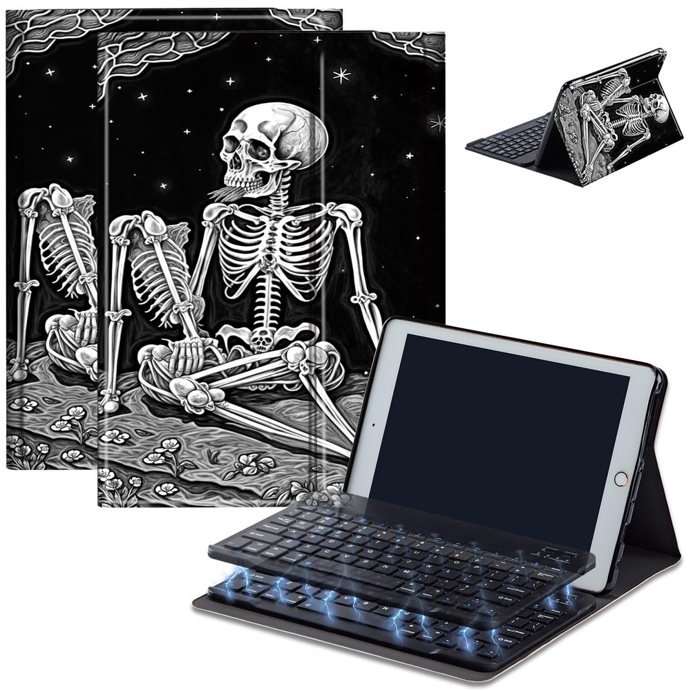AIRWEE Case for Amazon Fire HD 10 & 10 Plus Tablet (13th/11th Generation, 2023/2021 Release) 10.1" with Keyboard, PU Leather Multiple-Angles Keyboard Case for Amazon Fire Tablet 10, Skeleton