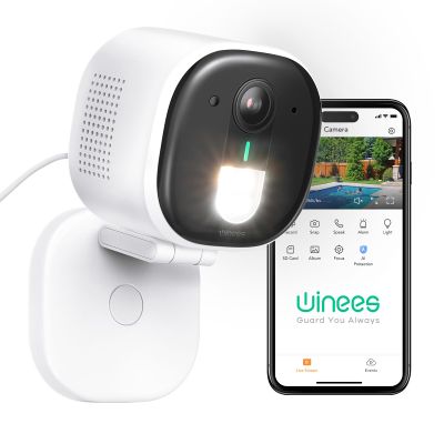 winees Security Cameras Outdoor, Wired 2K Wi-Fi Cameras for Home Security, 2.4G Indoor Camera, Human/Pet AI Detection, Color Night Vision, 2-Way Audio, Support Cloud/128G SD Card Storage