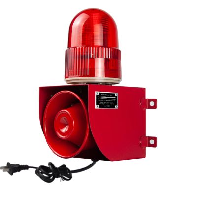 EOKHEOY Outdoor Alarm Siren IP65 Waterproof 120dB Speaker Siren with Strobe Light 1 Tone 25Watt Industrial Emergency Loud Siren with Plug AC110V-120V EOK-01