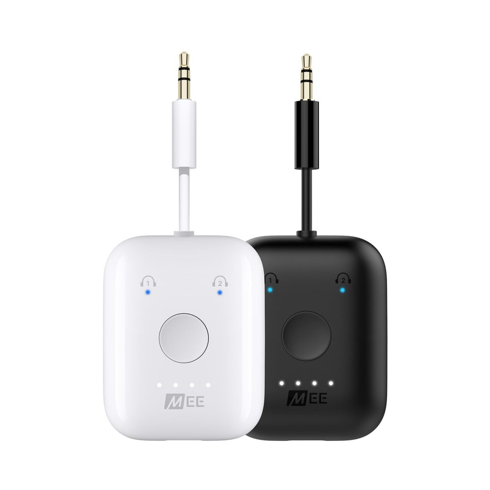 MEE audio Connect Air (2 Pack) in-Flight Bluetooth Wireless Audio Transmitter Adapter, Black&White