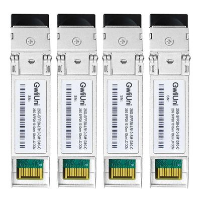 4Pcs 25G SFP28 Single Mode Fiber Module Network Transceiver, LR SM1310nm 10km, Duplex LC for Data Center Switch, Router, Firewall, Server etc.,