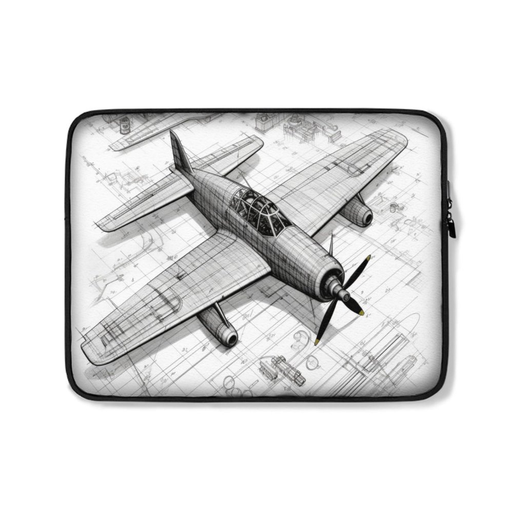 360 Protective Sketch Plane Flat Engineering Drawing Laptop Sleeves Bag Compatible with MacBook 13-14 inch, Notebook Computer, hp Chromebook Case, Waterproof Shock Resistant Laptop Bag