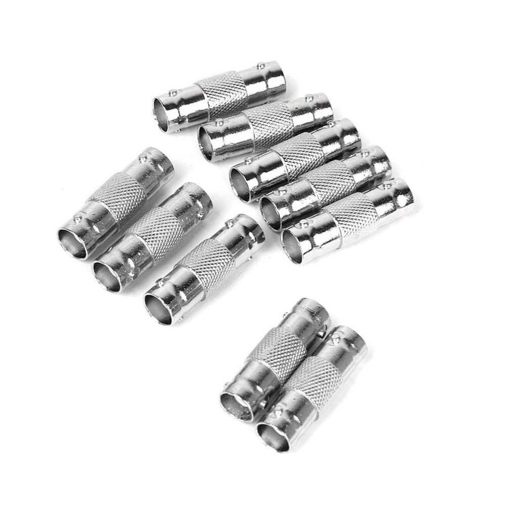 HOMSFOU 10pcs Female to Female Cable Adapter Coupler Connector for Connection Durable Reliable CCTV Accessory for