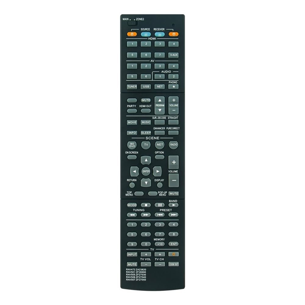 RAV472 ZA23820 Remote Control for Yamaha AV Receiver Remote Replaced RAV501 ZF26990 HTR-6066