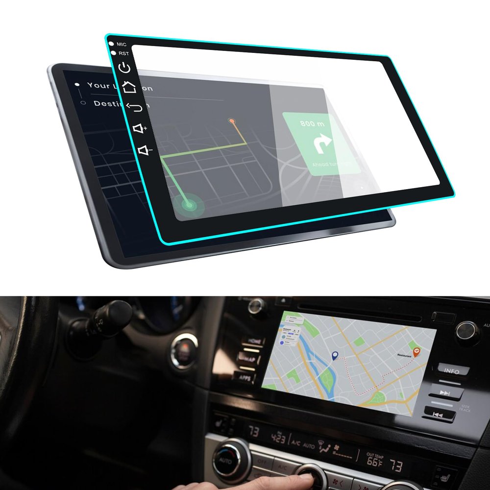 Lecctso Car Navigation Screen Protector, Car Screen Tempered Glass Protector, Car Touchscreen Protector, Car Interior Accessories Universal for Most Cars (black edge HD, 10.1inches)