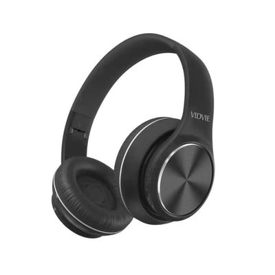 VIDVIE BBH2108 Over Ear Bluetooth Headphones, 20 Hours Playtime, Deep Bass, Microphone, Foldable, Black - White (Black)