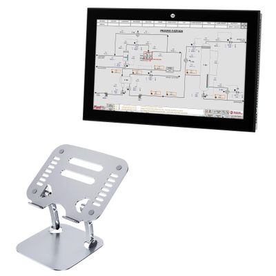 BoxWave Stand and Mount Compatible with Allen Bradley VersaView 6300M (24 in) - Executive VersaView Laptop Stand, Ergonomic Adjustable Viewing Angle Metallic Riser - Metallic Silver