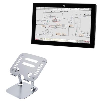 BoxWave Stand and Mount Compatible with Allen Bradley VersaView 6300M (10.4 in) - Executive VersaView Laptop Stand, Ergonomic Adjustable Viewing Angle Metallic Riser - Metallic Silver
