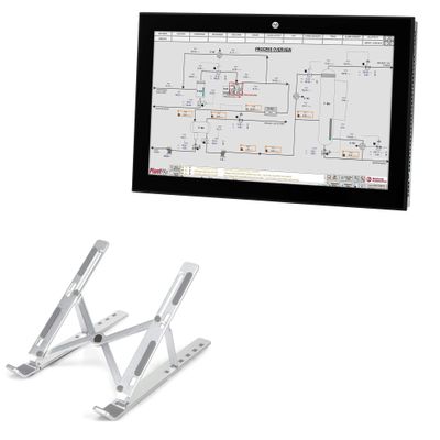 BoxWave Stand and Mount Compatible with Allen Bradley VersaView 6300M (24 in) - Compact QuickSwitch Stand, Portable Multi Angle Viewing Foldable Riser - Metallic Silver