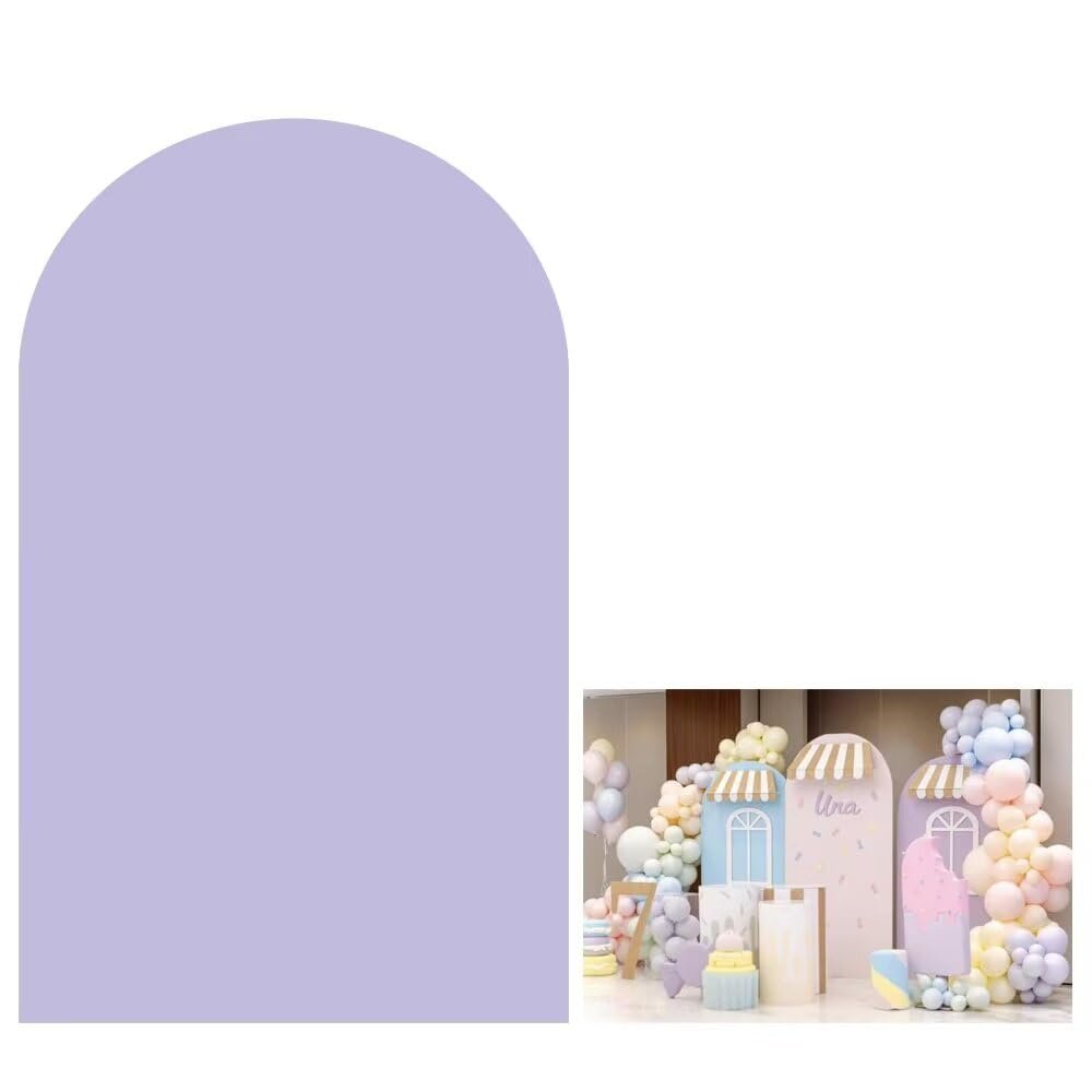 Aerdce Lilac Purple Arch Cover Wedding Spandex Arch Stand Cover Stretchy Backdrop Fitting Round Top Chiara Backdrop Cover for Party Birthday Baby Shower Decor(Only Cover)