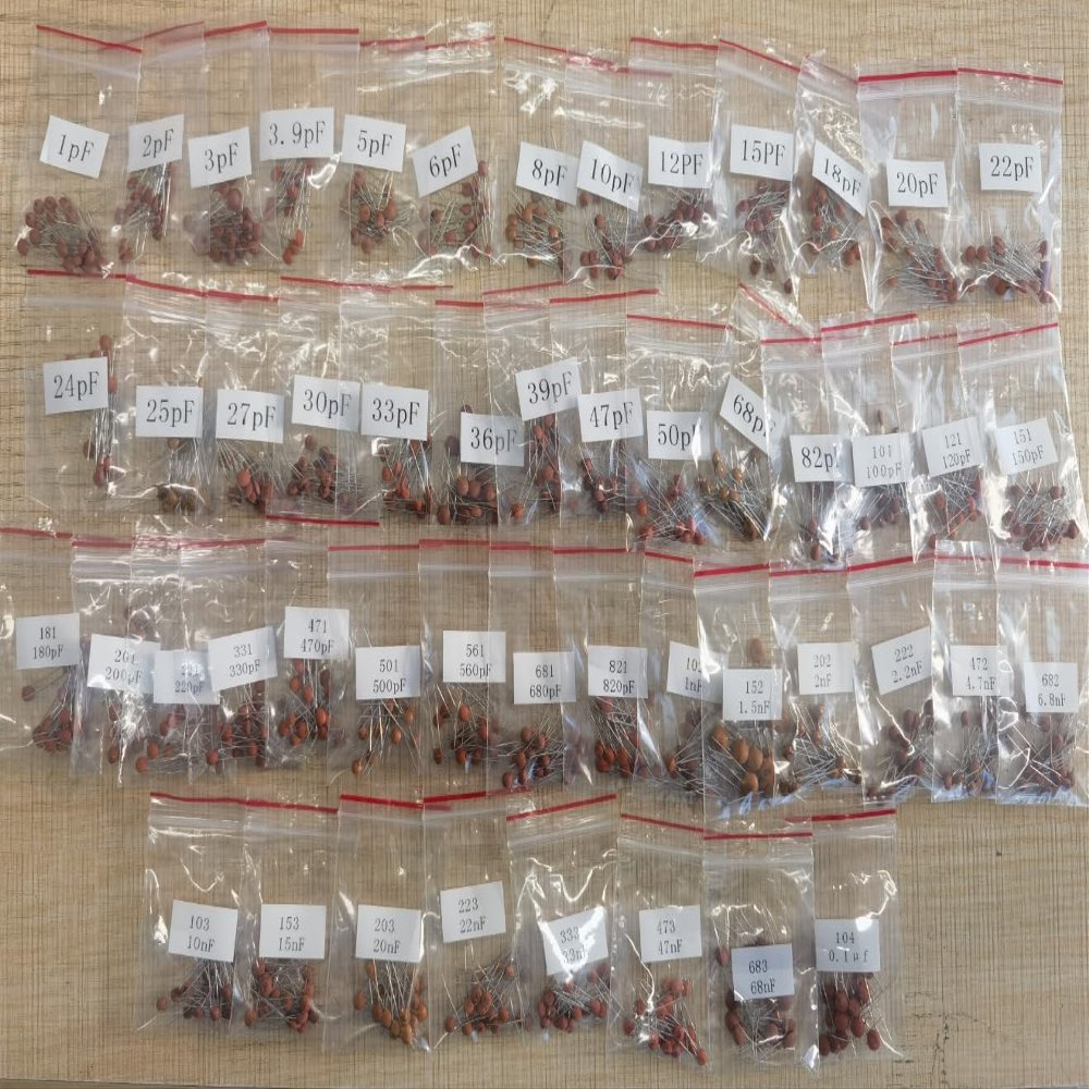1000pcs 50V, 50 Values, (Each Value 20pcs) Ceramic Disc Capacitors Assorted Kit (Pack of 1000pcs)