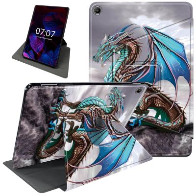 AIRWEE Rotating Case for iPad 10.2, 9th Generation 2021, 8th Gen 2020, 7th 2019, 360 Degree Rotating Smart Stand Fold Case with Auto Wake/Sleep, Blue Dragon