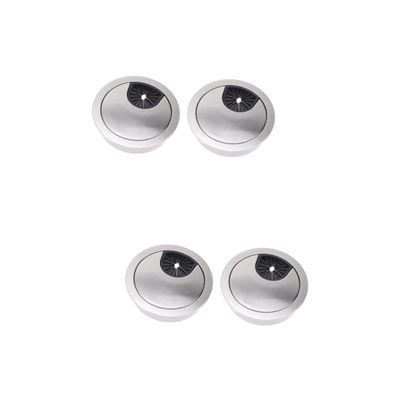 jojofuny 4pcs Round Wiring Outlet Cover Silver Desk Grommet for Neat Zinc Alloy Easy Installation -Wobble Design for Office and Home Desks