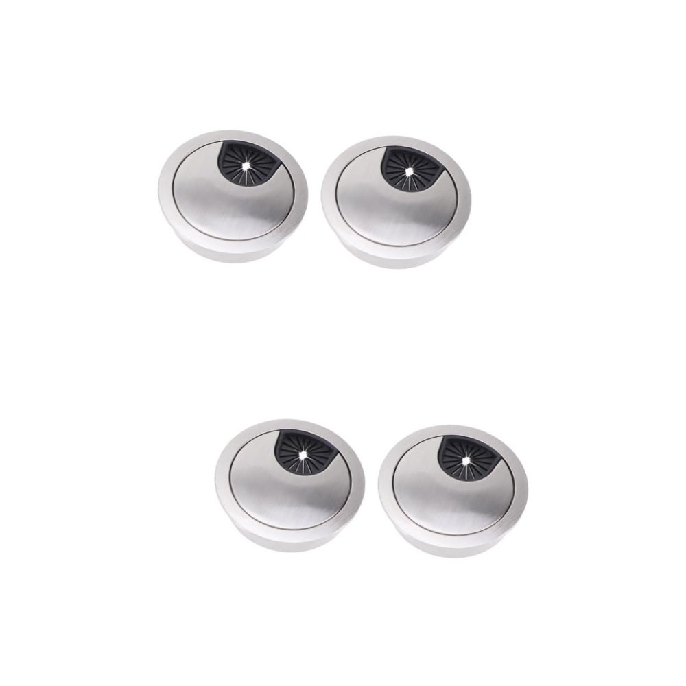 jojofuny 4pcs Round Wiring Outlet Cover Silver Desk Grommet for Neat Zinc Alloy Easy Installation -Wobble Design for Office and Home Desks