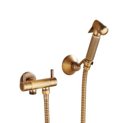 Antique Handheld Bidet Sprayer for Toilet, Brass Cloth Diaper Sprayer Kit Wall Mounted Bidet Sprayer Set Single Handle Toilet Bidet Sprayer Kit with 150cm Shower Hose