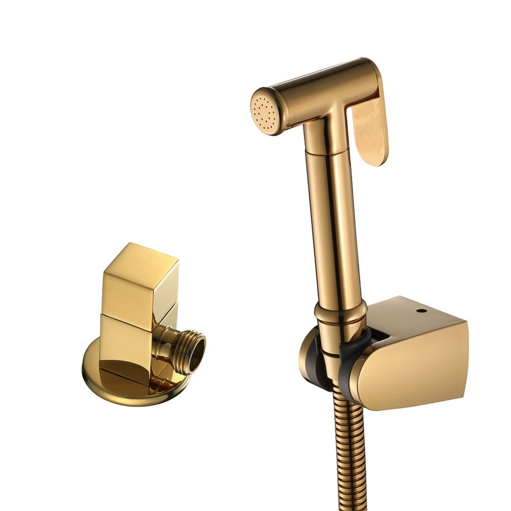 Bidet Sprayer for Toilet, Handheld Cloth Diaper Sprayer, Bathroom Jet Sprayer Kit Spray Attachment with Hose and Shower Angle Valve,Titanium Gold (Color : Titanium Gold)