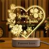 Personalized Heart Acrylic Night Light Custom Couple Name Flower Lamp with Wood Base Engraved Text Name Couples Valentines Day Home Gifts for Men Women Him Her Lover Girlfriend Wife Boyfriend view 3
