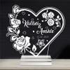 Personalized Heart Acrylic Night Light Custom Couple Name Date Flower Lamp with Wood Base Engraved Text Name Couples Valentines Day Home Gifts for Men Women Him Her Lover Girlfriend Wife Boyfriend view 4