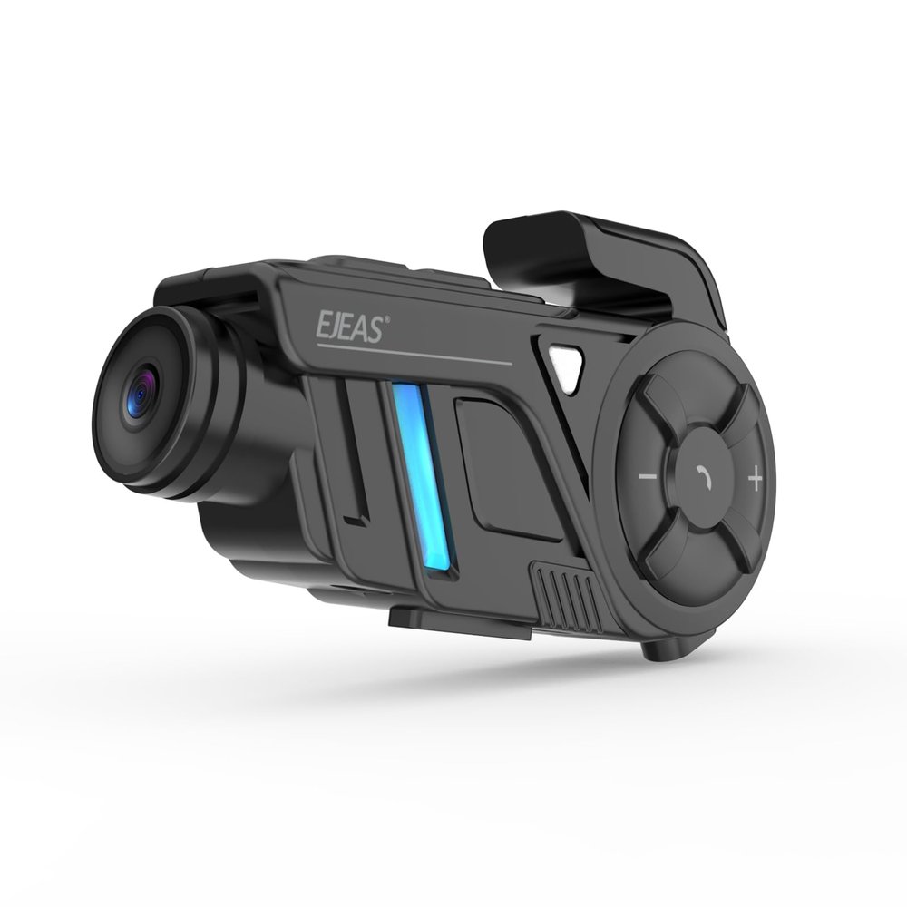 3T6B Bluetooth Motorcycle Headset with 2K Camera, Wireless Communication Systems Bluetooth Intercom/ 1000M/6 Riders Group Intercom Communication System, Music intercom, IP65/2000 mAh