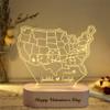 Personalized US Map Night Light for Couple Custom Name Date Acrylic Lamp with Wood Base Valentines Day Long Distance Map Couple Memory Gift Lover Girlfriend Wife Men Women Him Her Boyfriend Men view 2