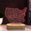 Personalized US Map Night Light for Couple Custom Name Date Acrylic Lamp with Wood Base Valentines Day Long Distance Map Couple Memory Gift Lover Girlfriend Wife Men Women Him Her Boyfriend Men view 3