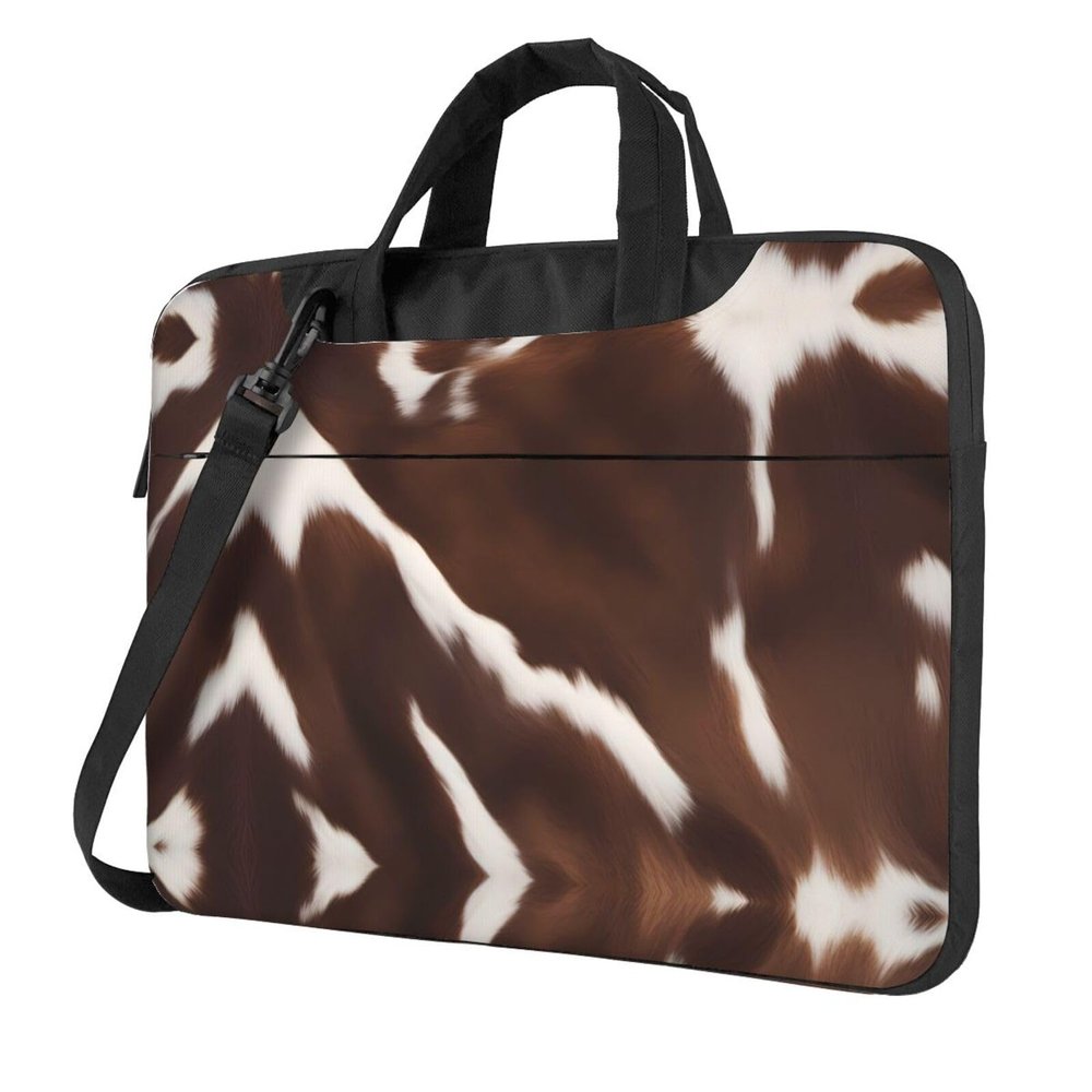 YYHWHJDE Brown Cowhide pattern Fashionable and ultra-thin shoulder laptop bag 13 inch Shockproof soft lining