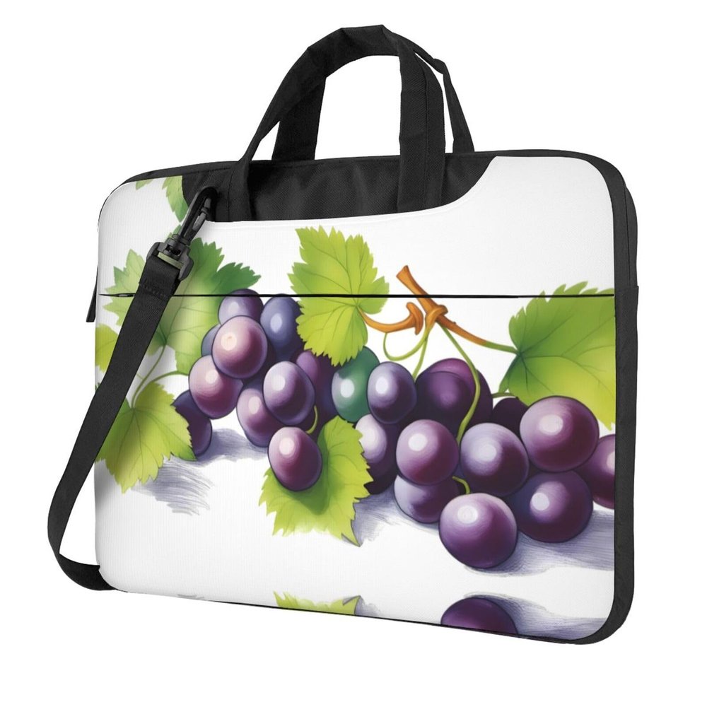 YYHWHJDE Purple and green grapes pattern Fashionable and ultra-thin shoulder laptop bag 13 inch Shockproof soft lining