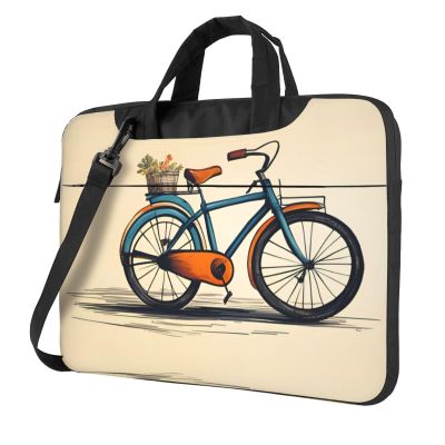 YYHWHJDE Retro bicycle pattern Fashionable and ultra-thin shoulder laptop bag 15.6 inch Shockproof soft lining