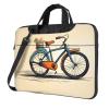 YYHWHJDE Retro bicycle pattern Fashionable and ultra-thin shoulder laptop bag 15.6 inch Shockproof soft lining view 1