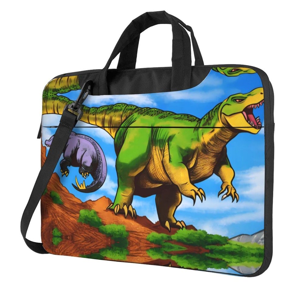 YYHWHJDE cartoon dinosaur pattern Fashionable and ultra-thin shoulder laptop bag 13 inch Shockproof soft lining