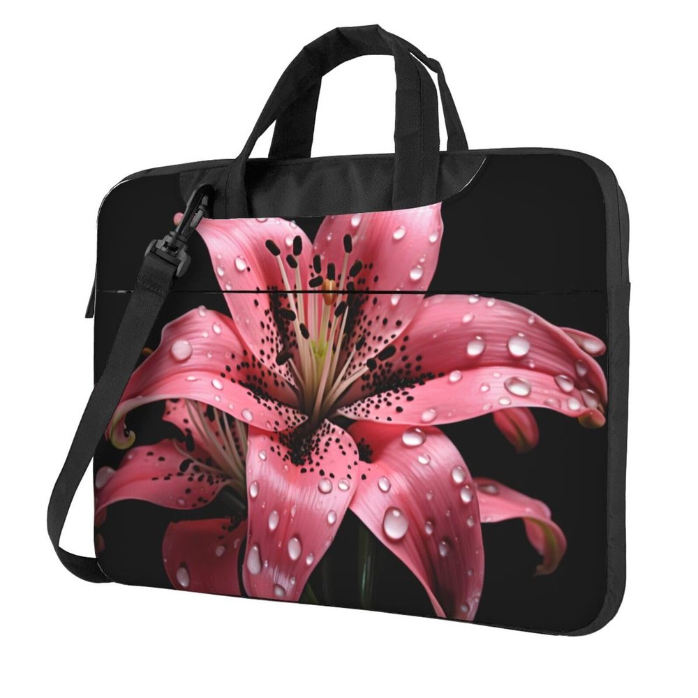 YYHWHJDE Polka Dot Pink Flower picture Fashionable and ultra-thin shoulder laptop bag 15.6 inch Shockproof soft lining