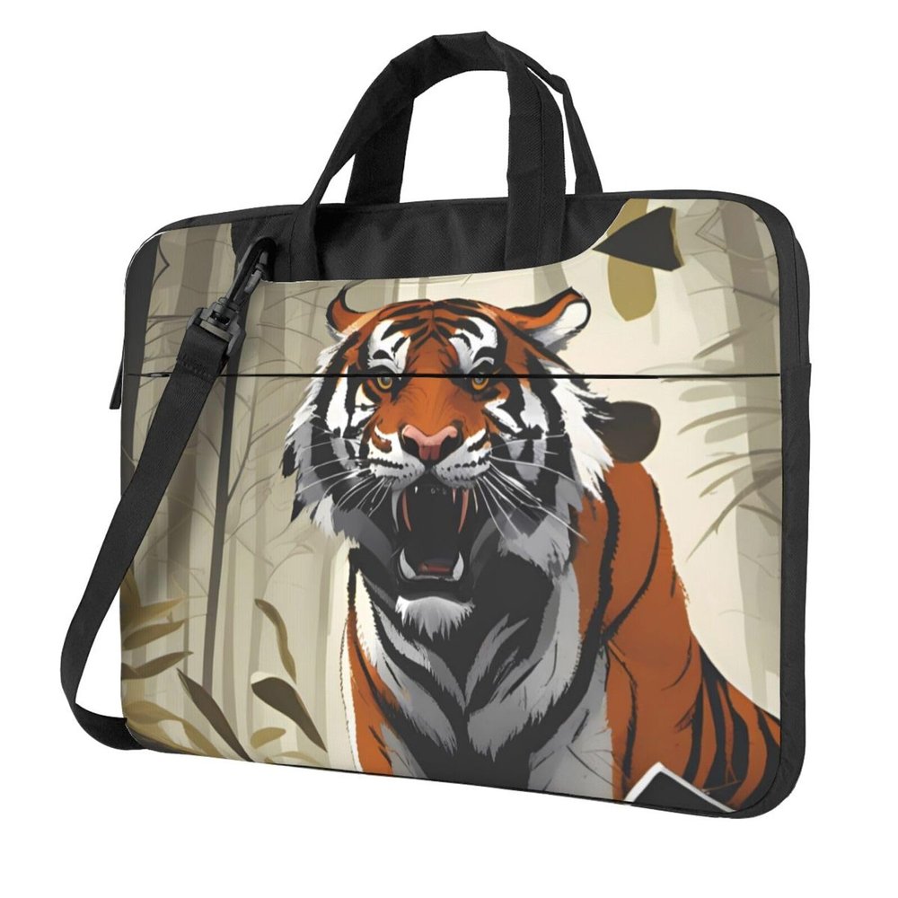 YYHWHJDE Serious Tiger pattern Fashionable and ultra-thin shoulder laptop bag 15.6 inch Shockproof soft lining