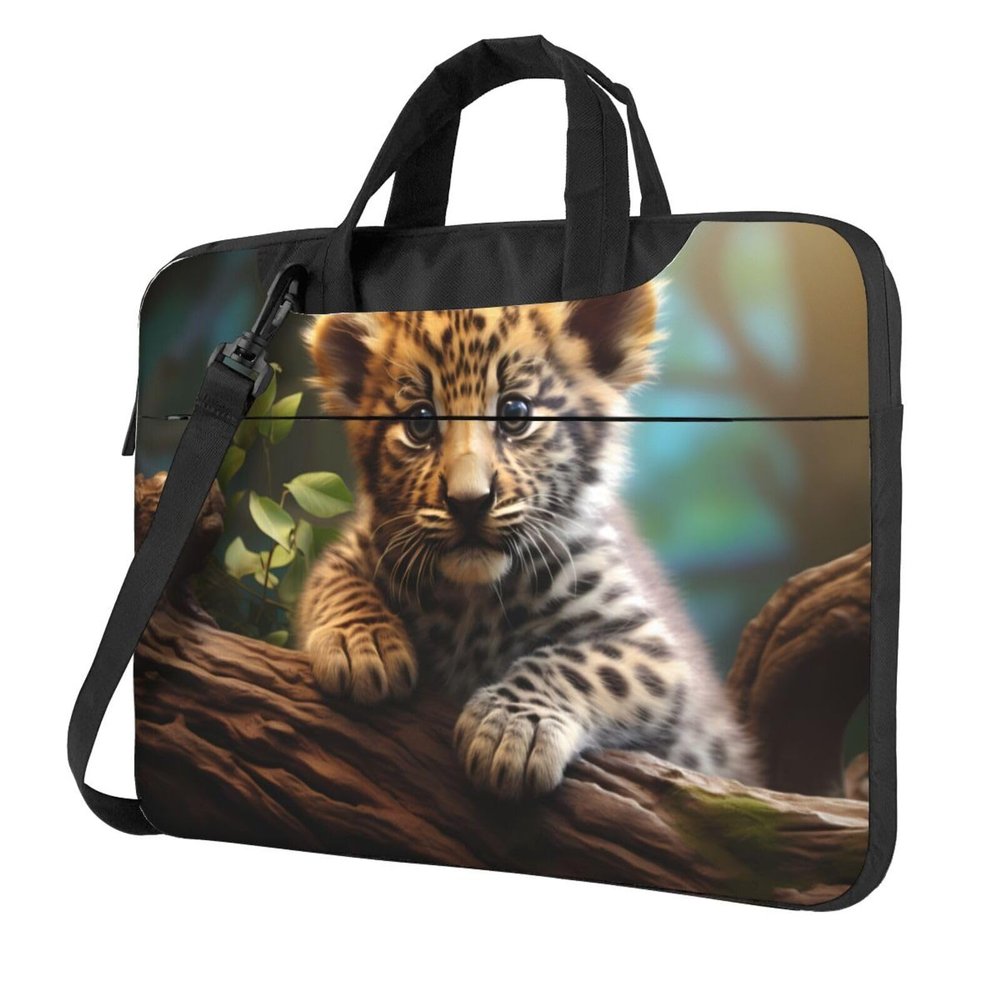 YYHWHJDE Cute leopard picture Fashionable and ultra-thin shoulder laptop bag 15.6 inch Shockproof soft lining