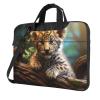 YYHWHJDE Cute leopard picture Fashionable and ultra-thin shoulder laptop bag 15.6 inch Shockproof soft lining view 1