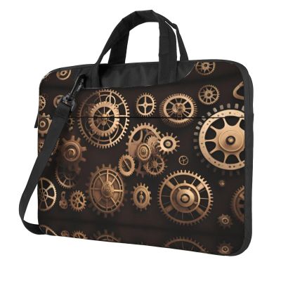 YYHWHJDE Steampunk Mechanical Gears pattern Fashionable and ultra-thin shoulder laptop bag 14 inch Shockproof soft lining