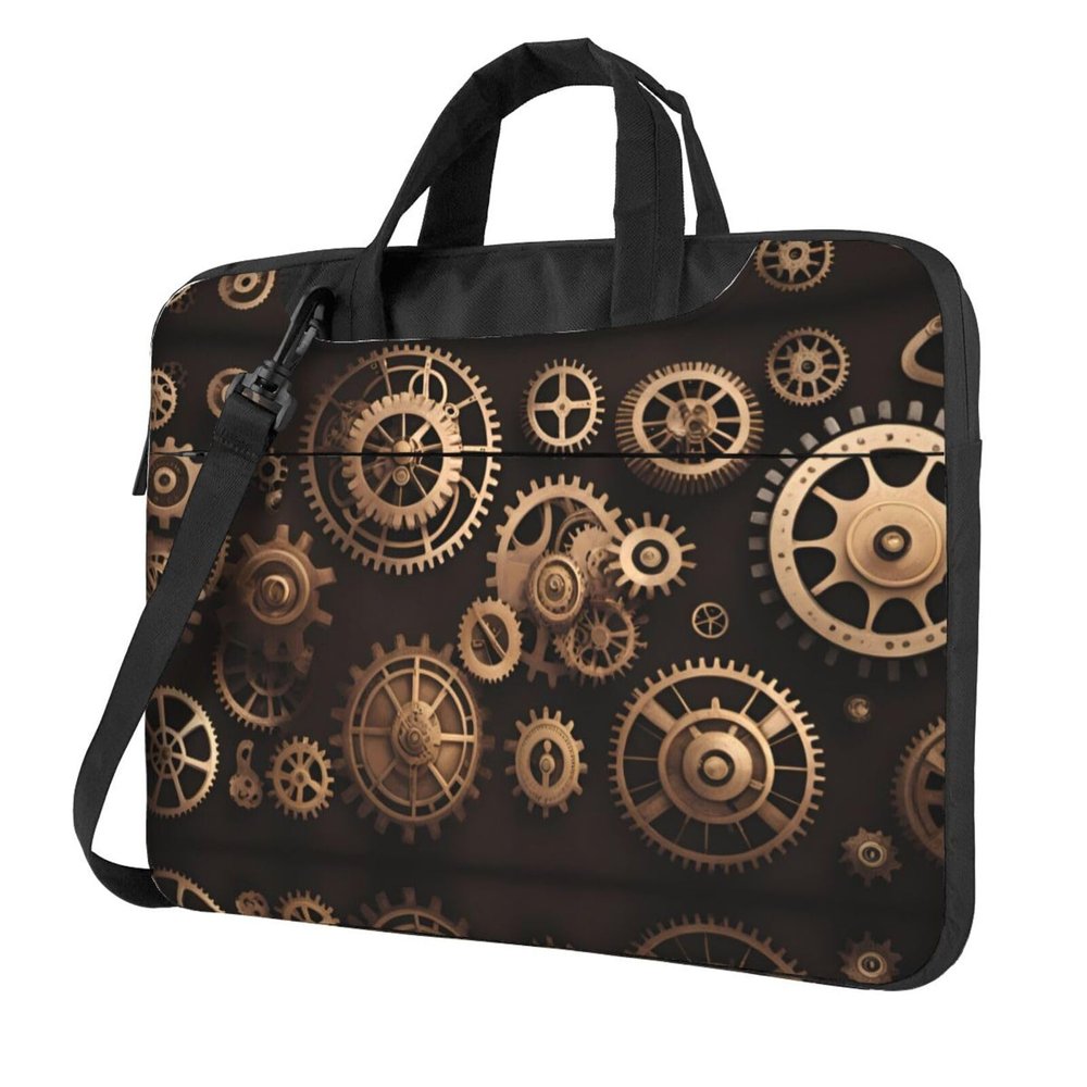 YYHWHJDE Steampunk Mechanical Gears pattern Fashionable and ultra-thin shoulder laptop bag 14 inch Shockproof soft lining