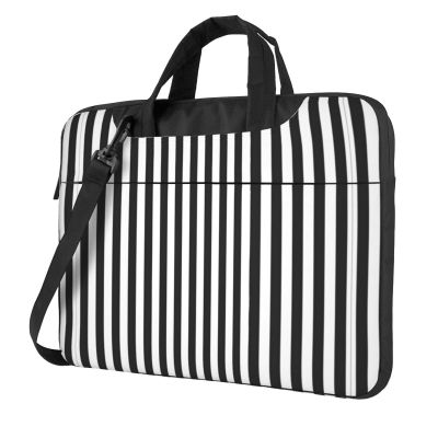 YYHWHJDE Black and White Stripe pattern Fashionable and ultra-thin shoulder laptop bag 13 inch Shockproof soft lining