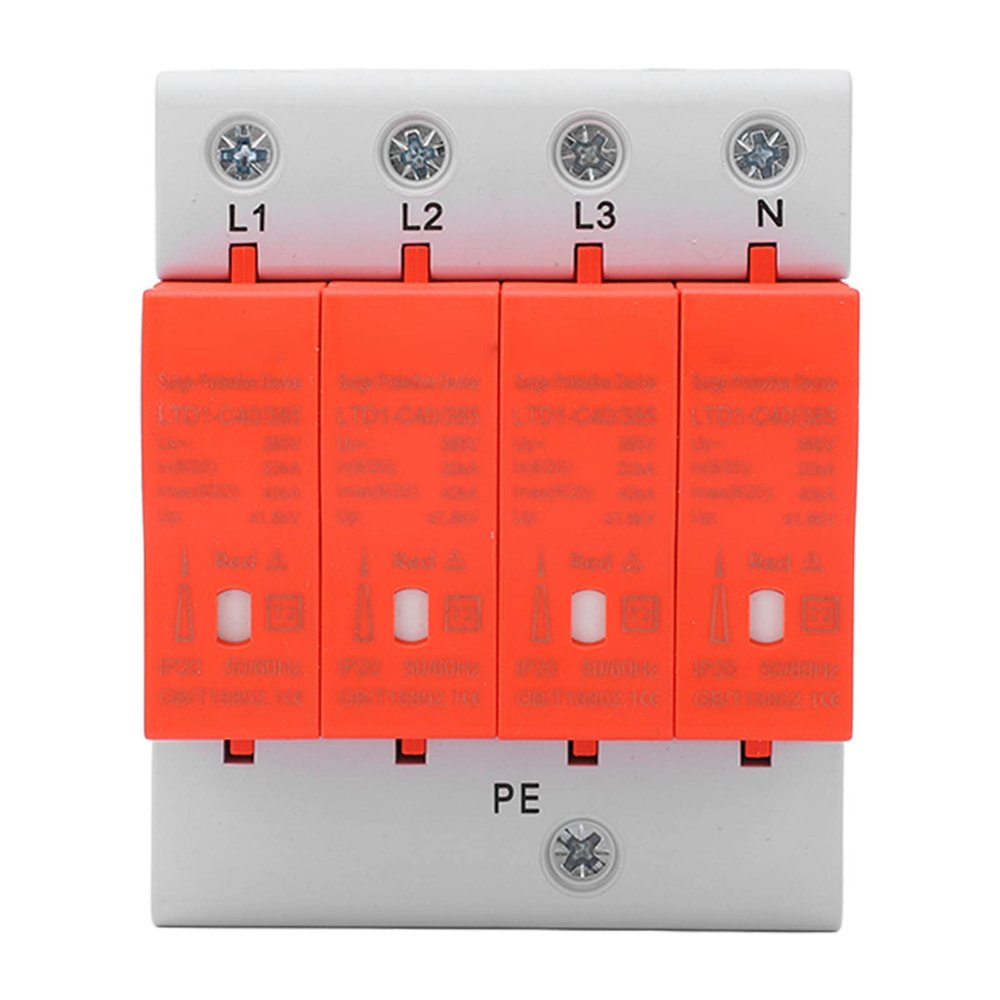 AC 2040KA Surges Protector Surges Device Arrester Device for Home Lightnings 36mm Rail Installation 385V (4P)