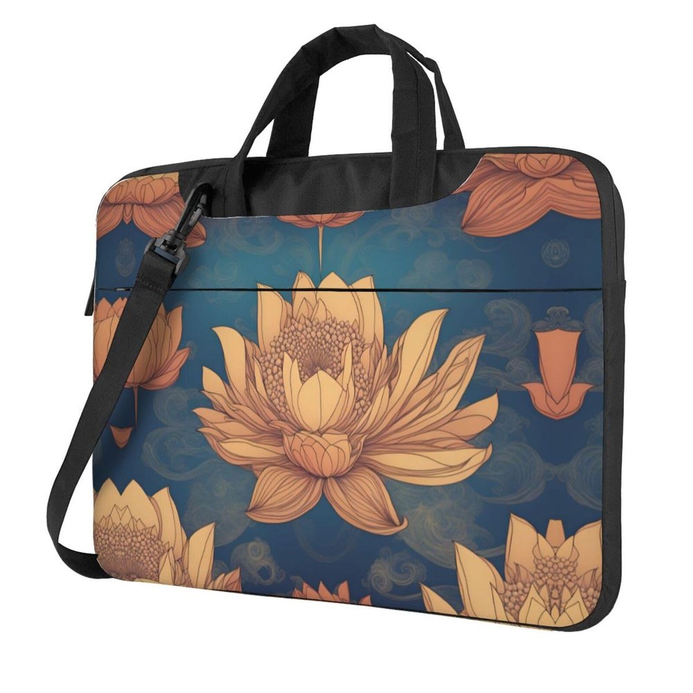 YYHWHJDE Magic Lotus Floral pattern Fashionable and ultra-thin shoulder laptop bag 13 inch Shockproof soft lining