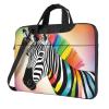 YYHWHJDE Colorful Rainbow Zebra pattern Fashionable and ultra-thin shoulder laptop bag 13 inch Shockproof soft lining view 1