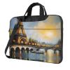 YYHWHJDE Oil Painting Paris Eiffel Tower pattern Fashionable and ultra-thin shoulder laptop bag 13 inch Shockproof soft lining view 1