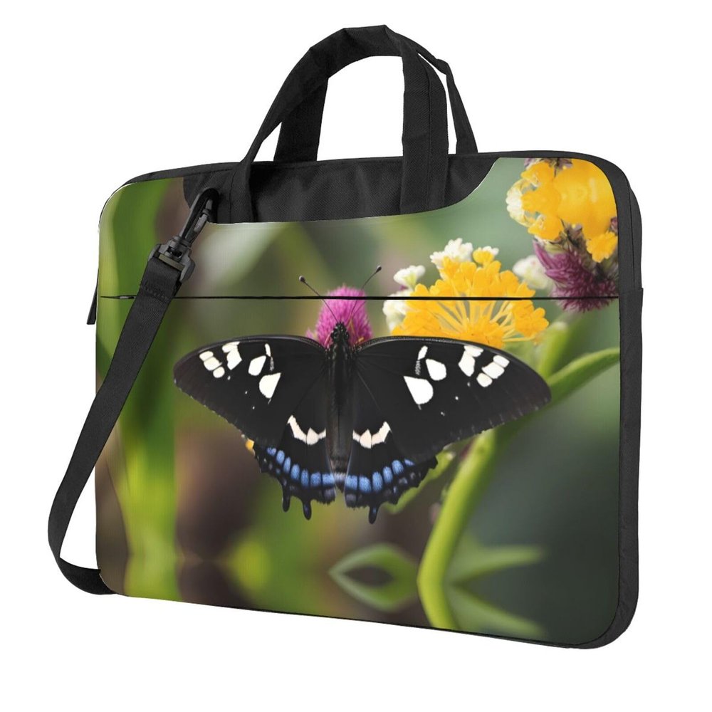 YYHWHJDE Flowering Butterfly pattern Fashionable and ultra-thin shoulder laptop bag 13 inch Shockproof soft lining