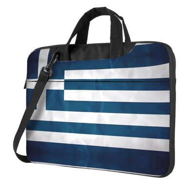 YYHWHJDE greek flag pattern Fashionable and ultra-thin shoulder laptop bag 13 inch Shockproof soft lining