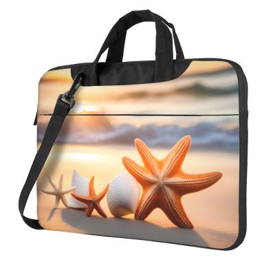 YYHWHJDE Beach Seashell Starfish pattern Fashionable and ultra-thin shoulder laptop bag 13 inch Shockproof soft lining
